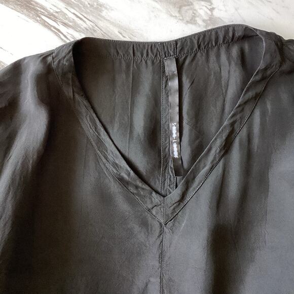 Sara Lanzi Minimalist Midi Shift Dress Medium Black Lagenlook Quiet Luxury Rare - Picture 5 of 13